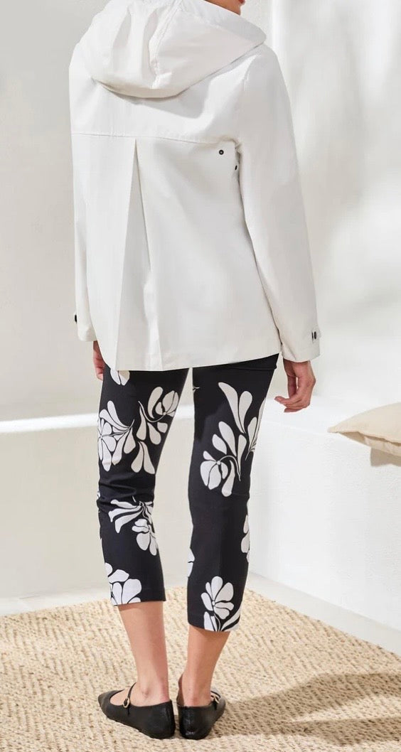 Tribal L/S Zip Front Rain Coat w/Hood-White