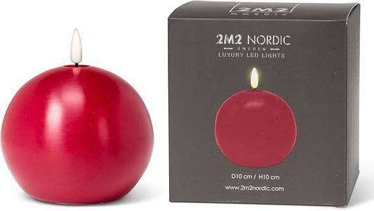 Luxlite Battery Operated Ball Candle-Red