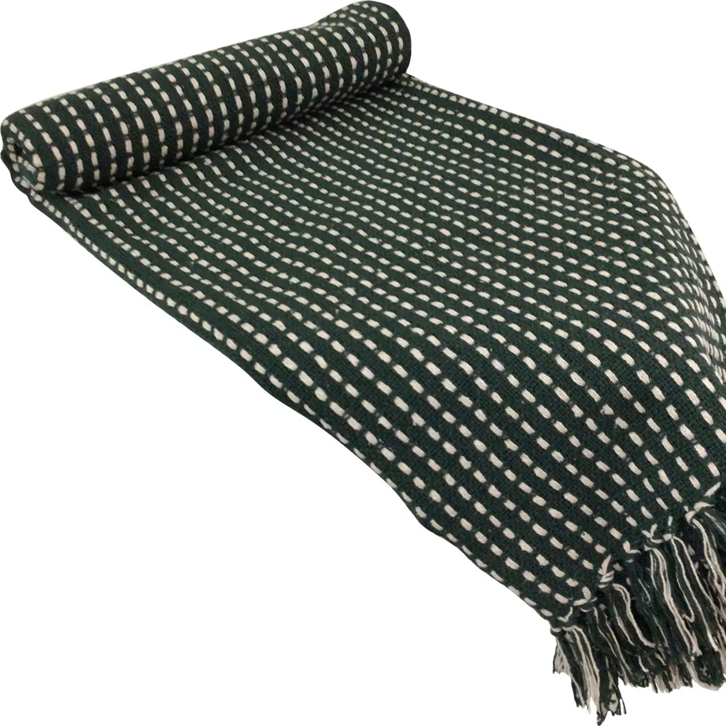 Pick Stitch Throw-Dark Green