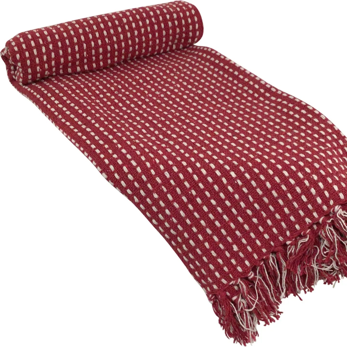 Pick Stitch Throw-Burgundy