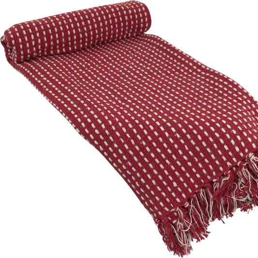 Pick Stitch Throw-Burgundy