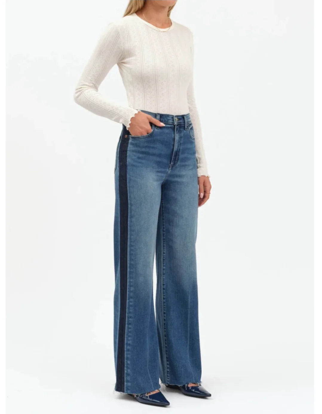 Far Out High Rise Tuxedo Jeans