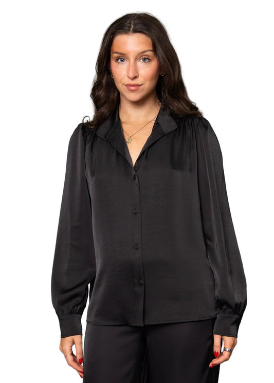 Balicia Ls Button Up Blouse-Black