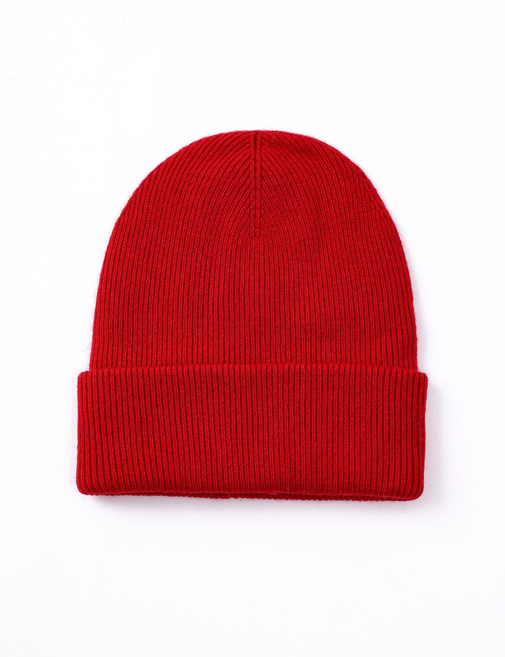 Ribbed Cuffed Beanie-Red