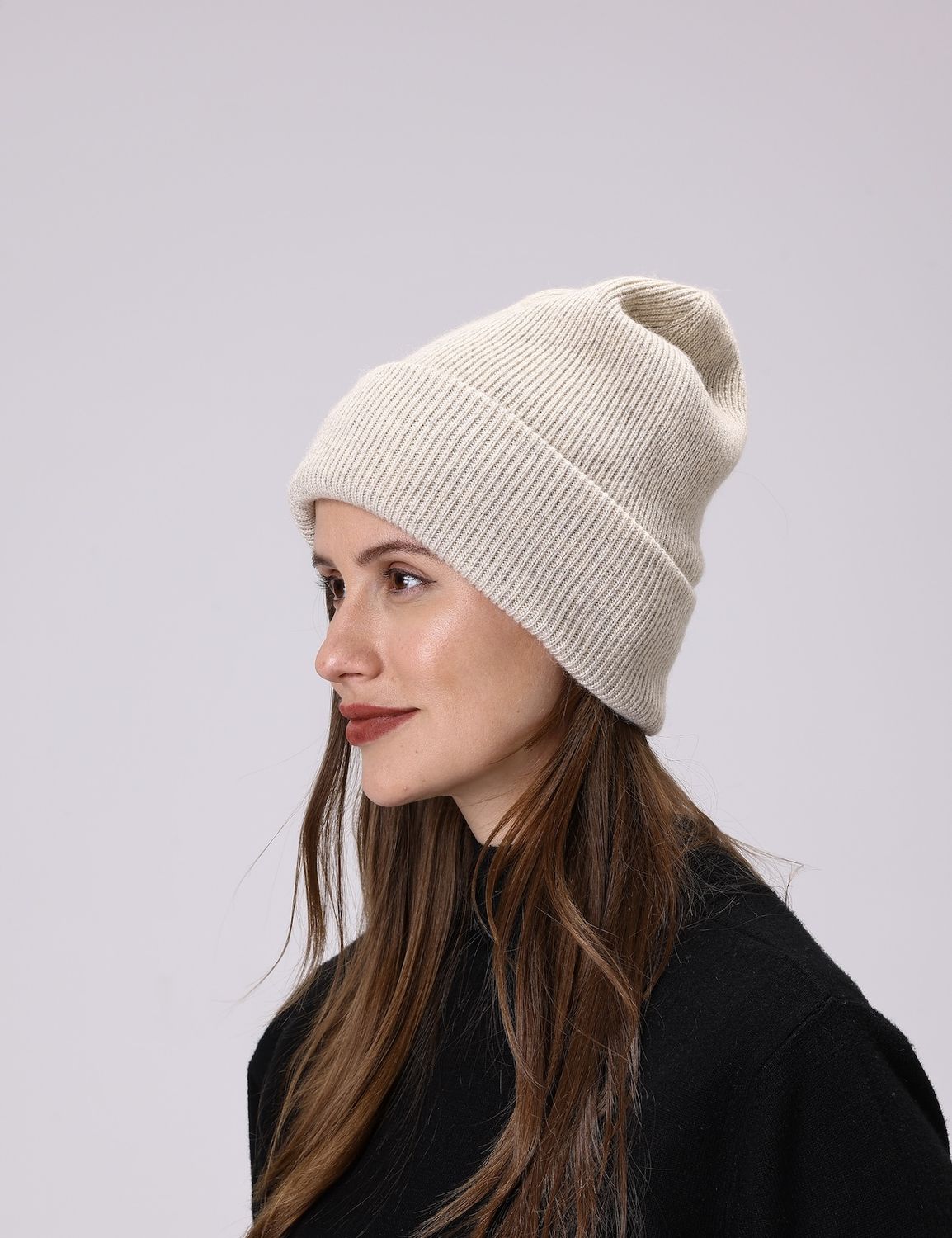 Ribbed Cuffed Beanie-Oat