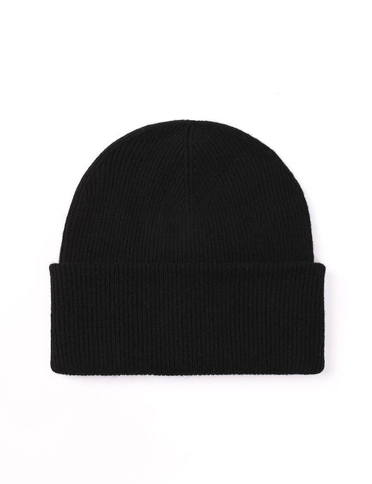 Ribbed Cuffed Beanie-Black