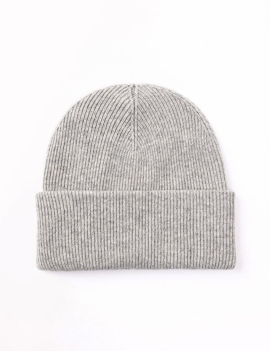 Ribbed Cuffed Beanie-Grey