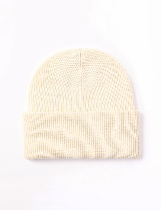 Ribbed Cuffed Beanie-Cream