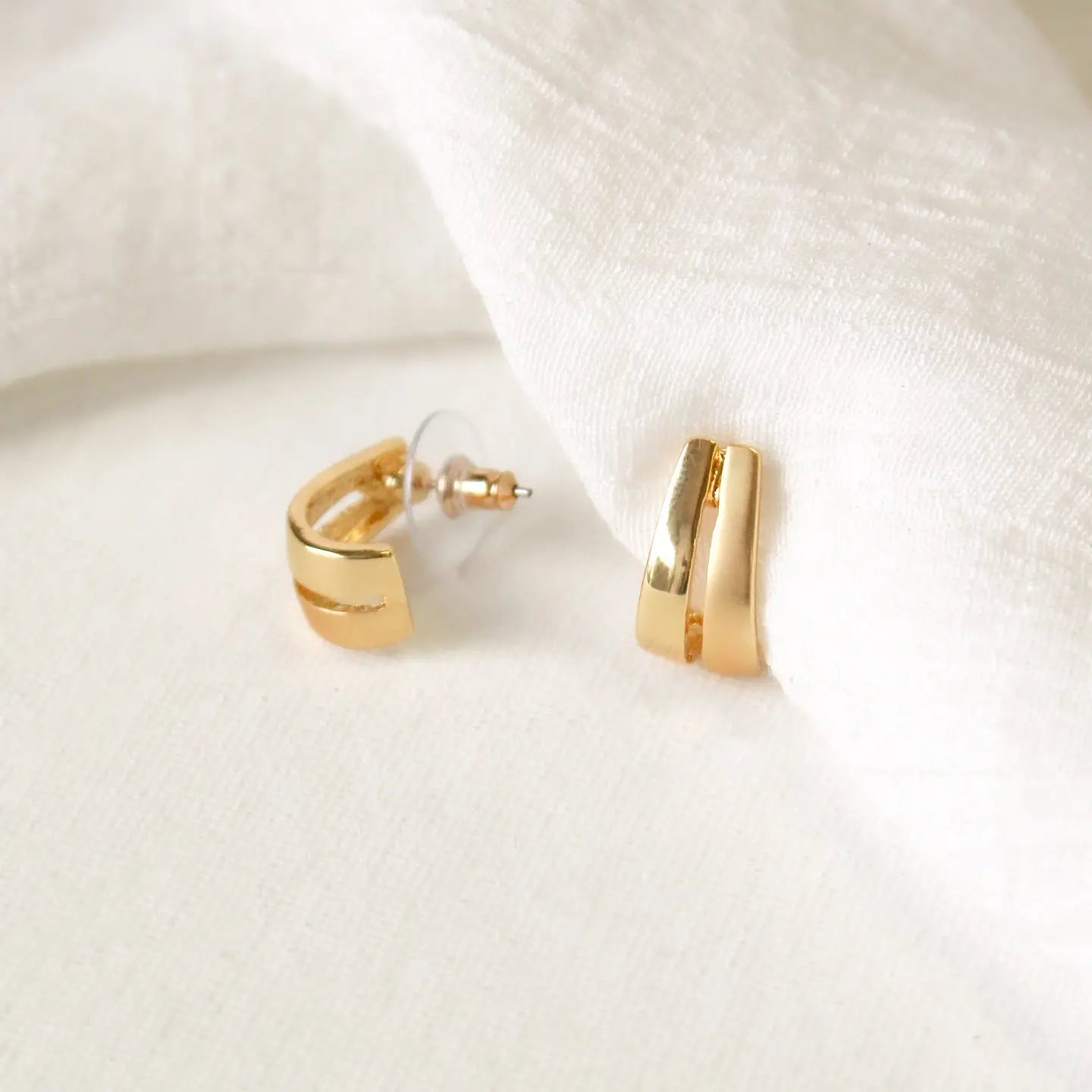Stud Earrings-Two Tone Design