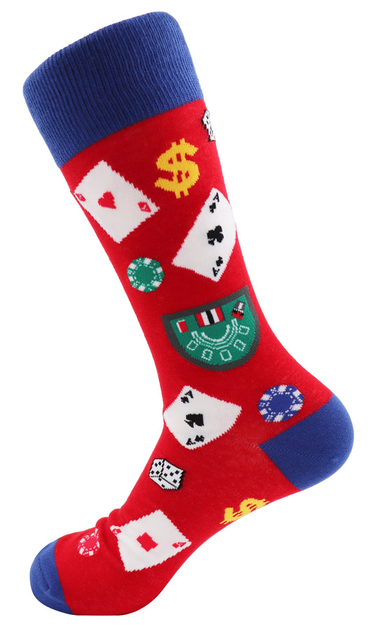 Unisex Novelty Socks-Casino Play Card Dollar Dice