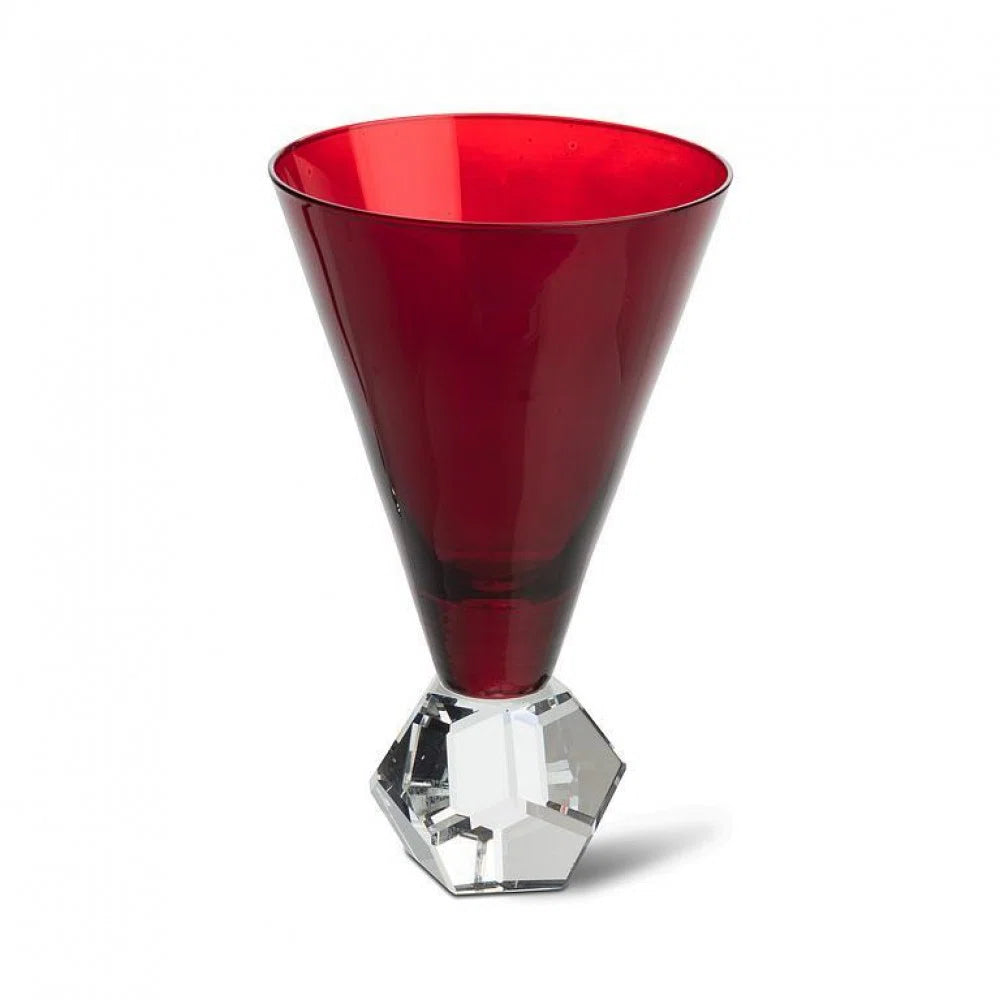 Wine Glass with Crystal Base-Dark Red