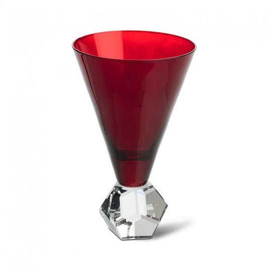 Wine Glass with Crystal Base-Dark Red
