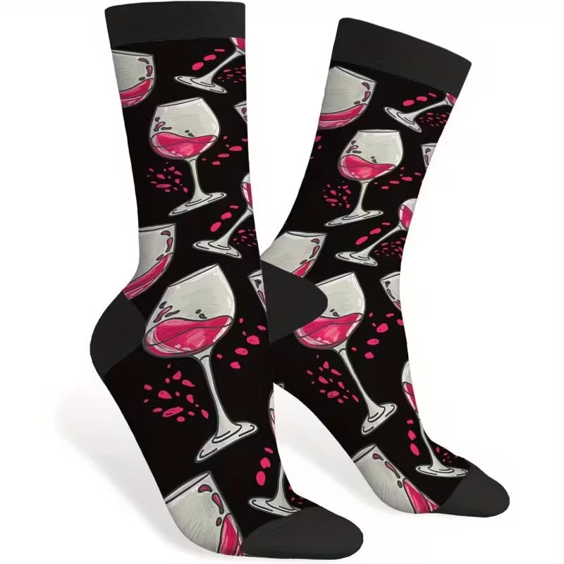 Women's Novelty Socks-Wine Glass