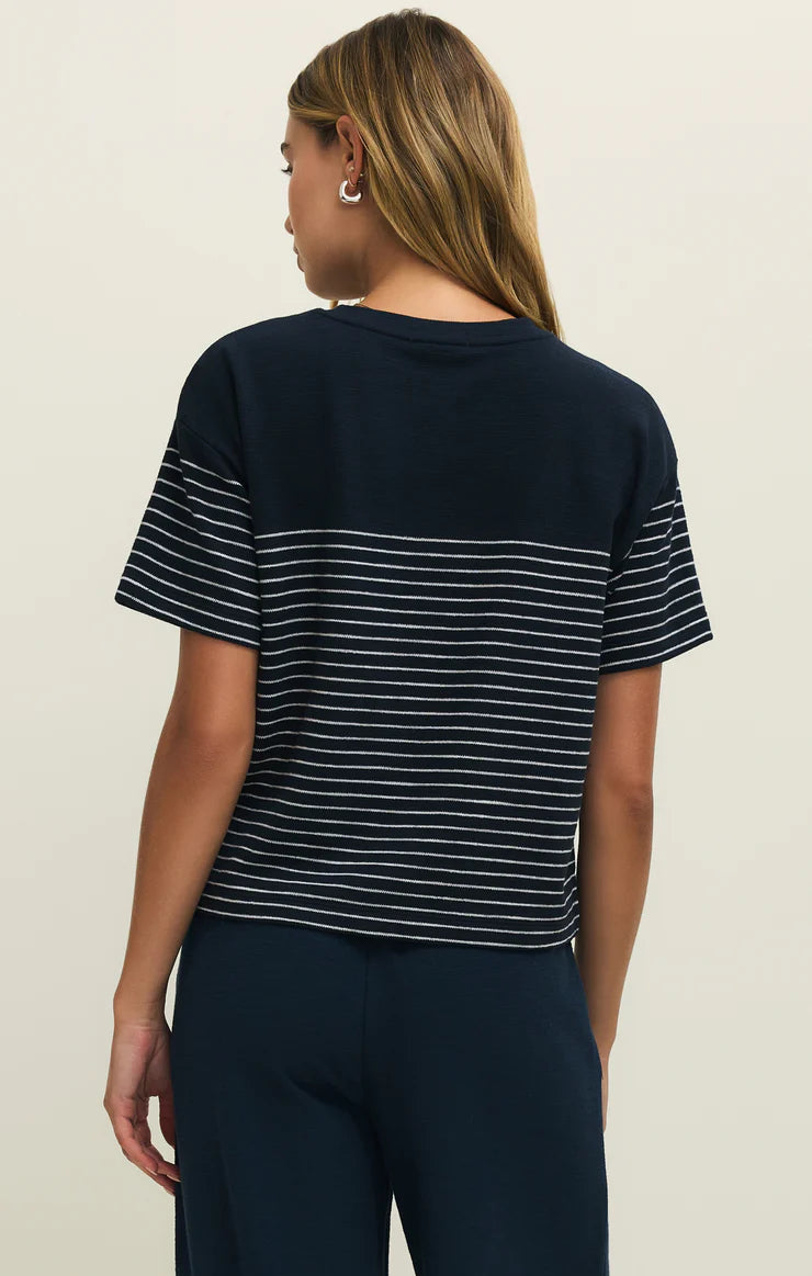 HARBOR TEXTURED KNIT STRIPE SHIRT-ECLIPSE( final sale)