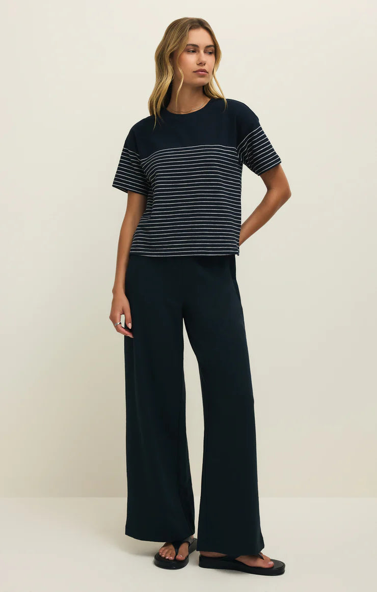 HARBOR TEXTURED KNIT STRIPE SHIRT-ECLIPSE( final sale)