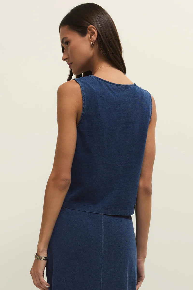 NOELLE JERSEY SLEEVELESS TOP-INDIGO