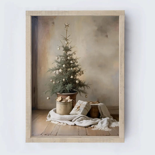 Vintage Christmas Tree Painting