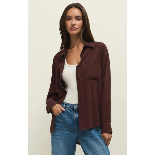 ALFIE BUTTON UP SHIRT-CHOCOLATE