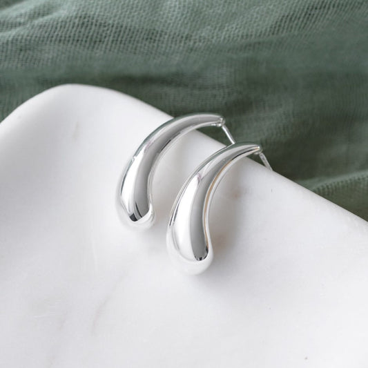 Power Curve Earrings-silver