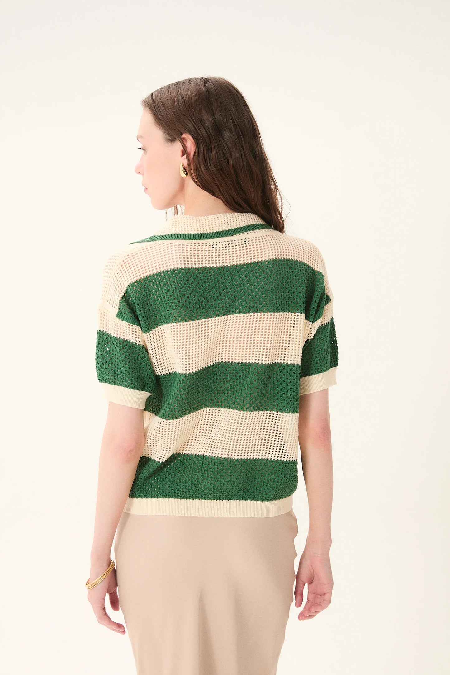 CHIOS KNIT POLO TOP-GREEN