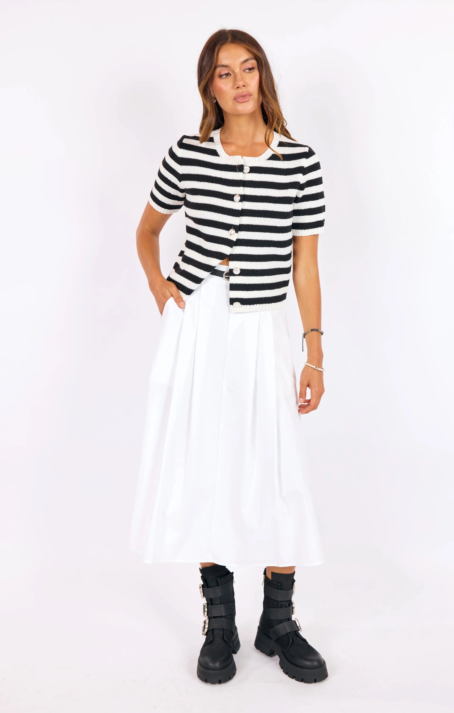 Daphne Stripe Button Cardigan