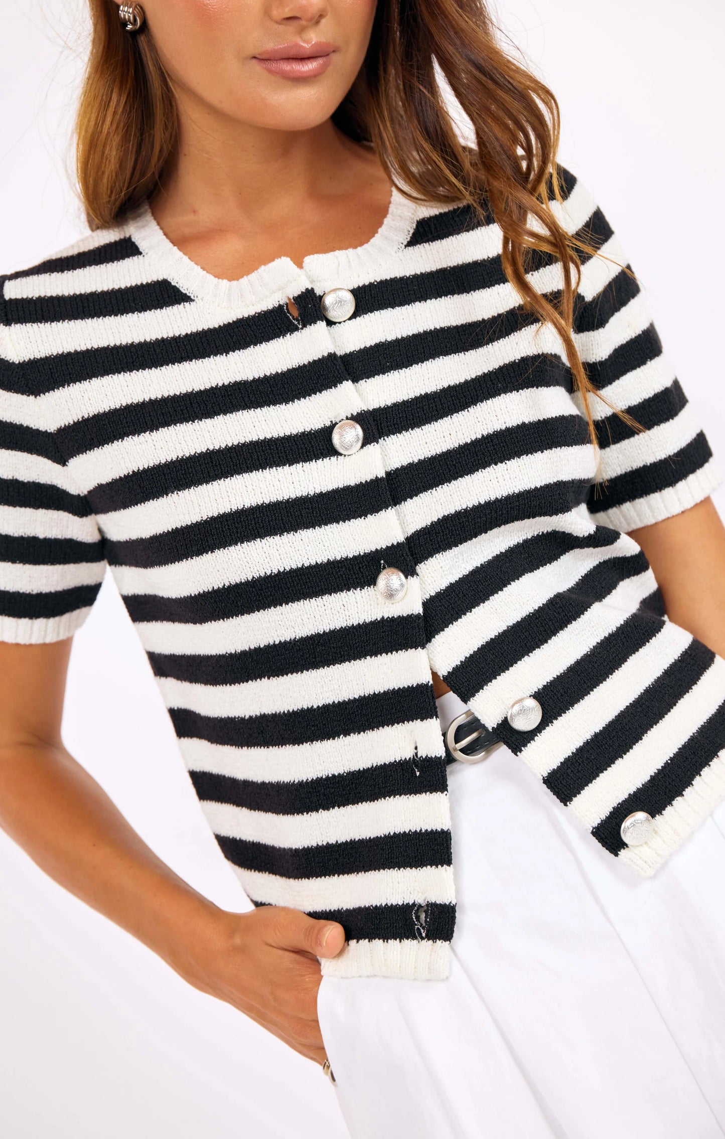 Daphne Stripe Button Cardigan