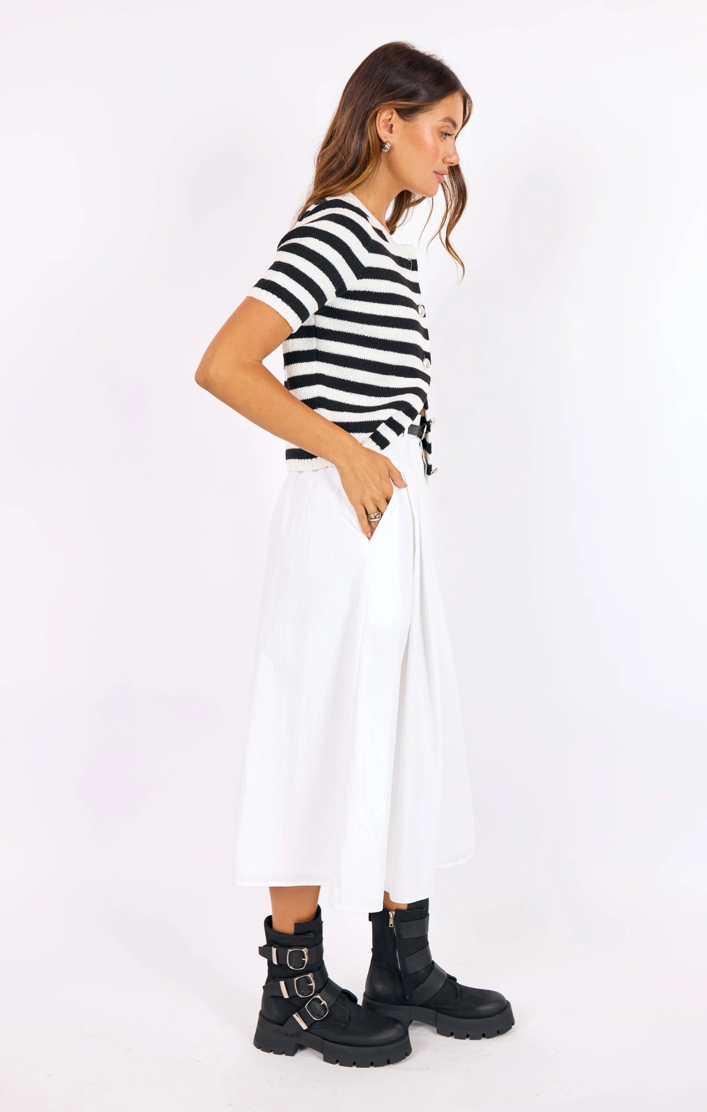 Daphne Stripe Button Cardigan