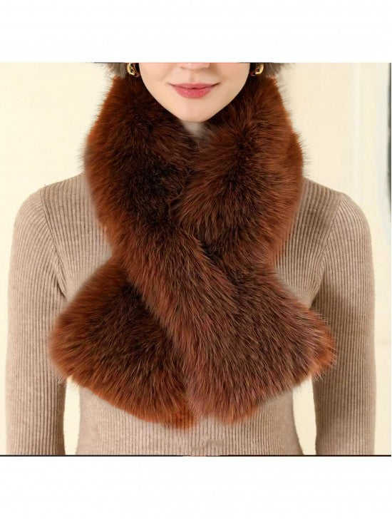 Faux Fur Scarf-Rust