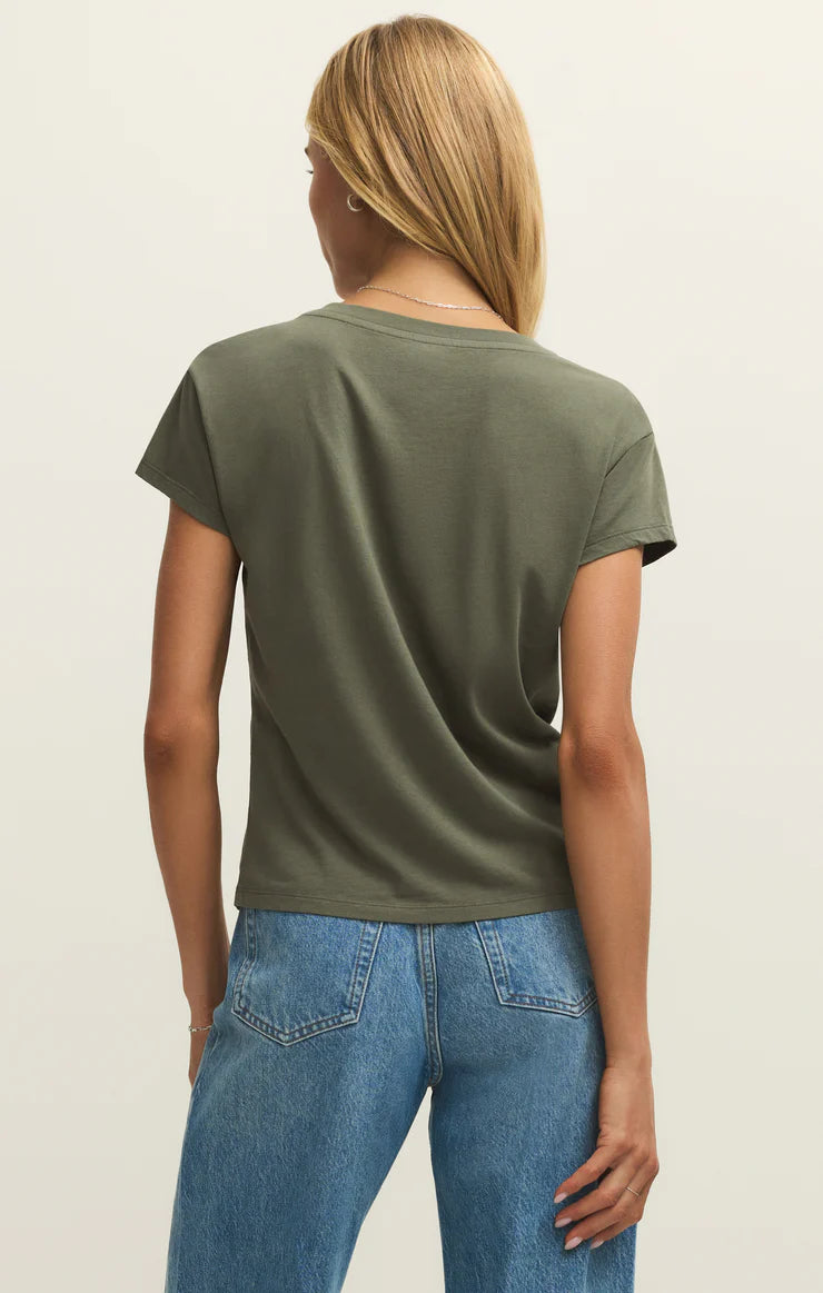 MODERN JERSEY V-NECK TEE-TEA LEAF