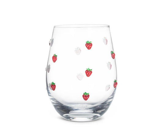 Stemless Wine Glass-Strawberries