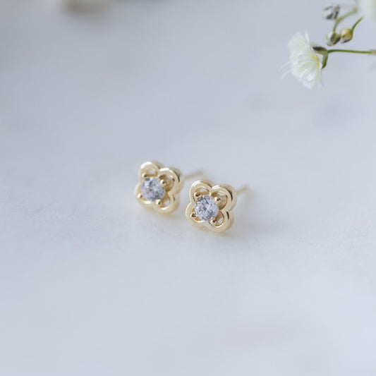 Elodie Studs-gold-clear
