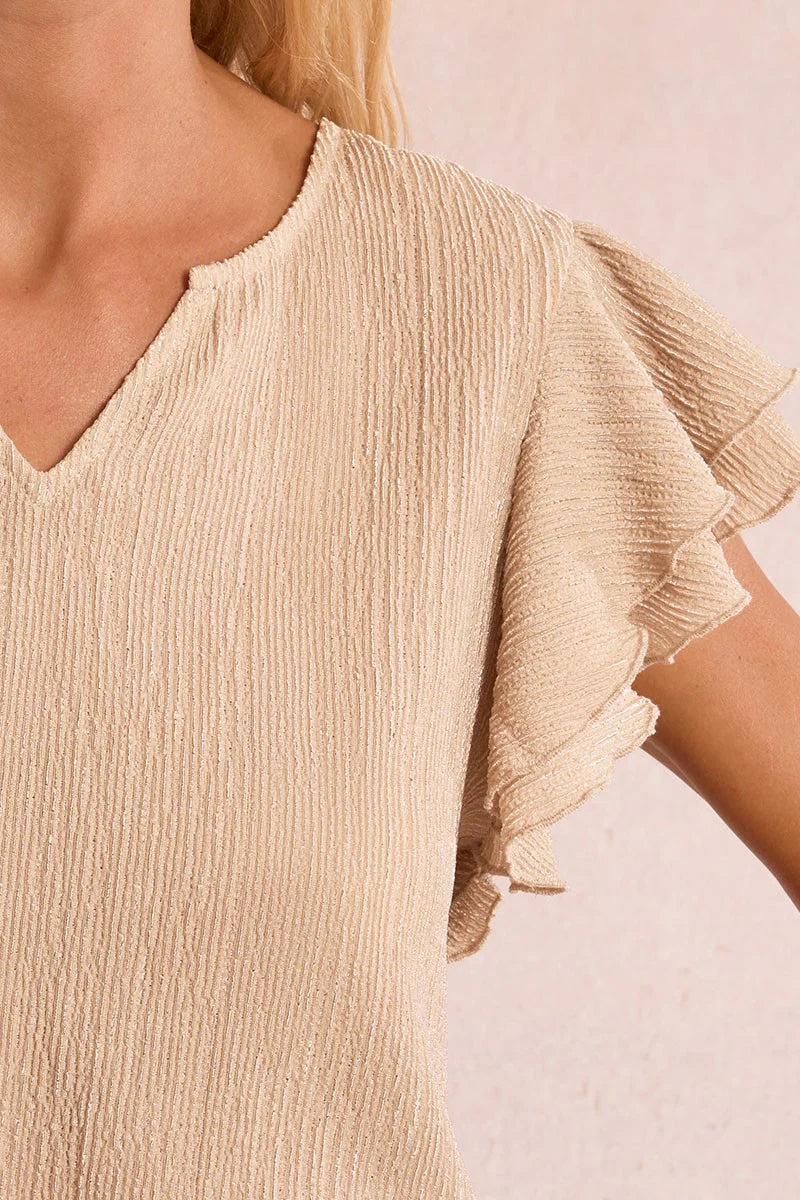 Ruffled Top-Taupe