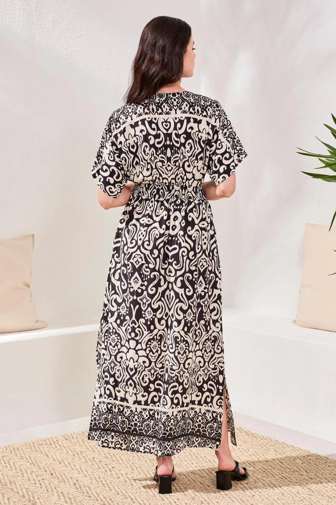 V-NECK EMPIRE WAIST MAXI DRESS