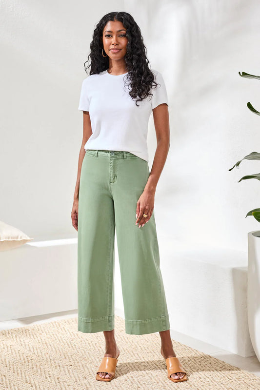 COMFORT STRETCH HIGH RISE PALLAZO-MOSS