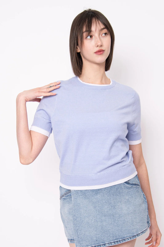 Jiya Short Sleeve Sweater-Blue
