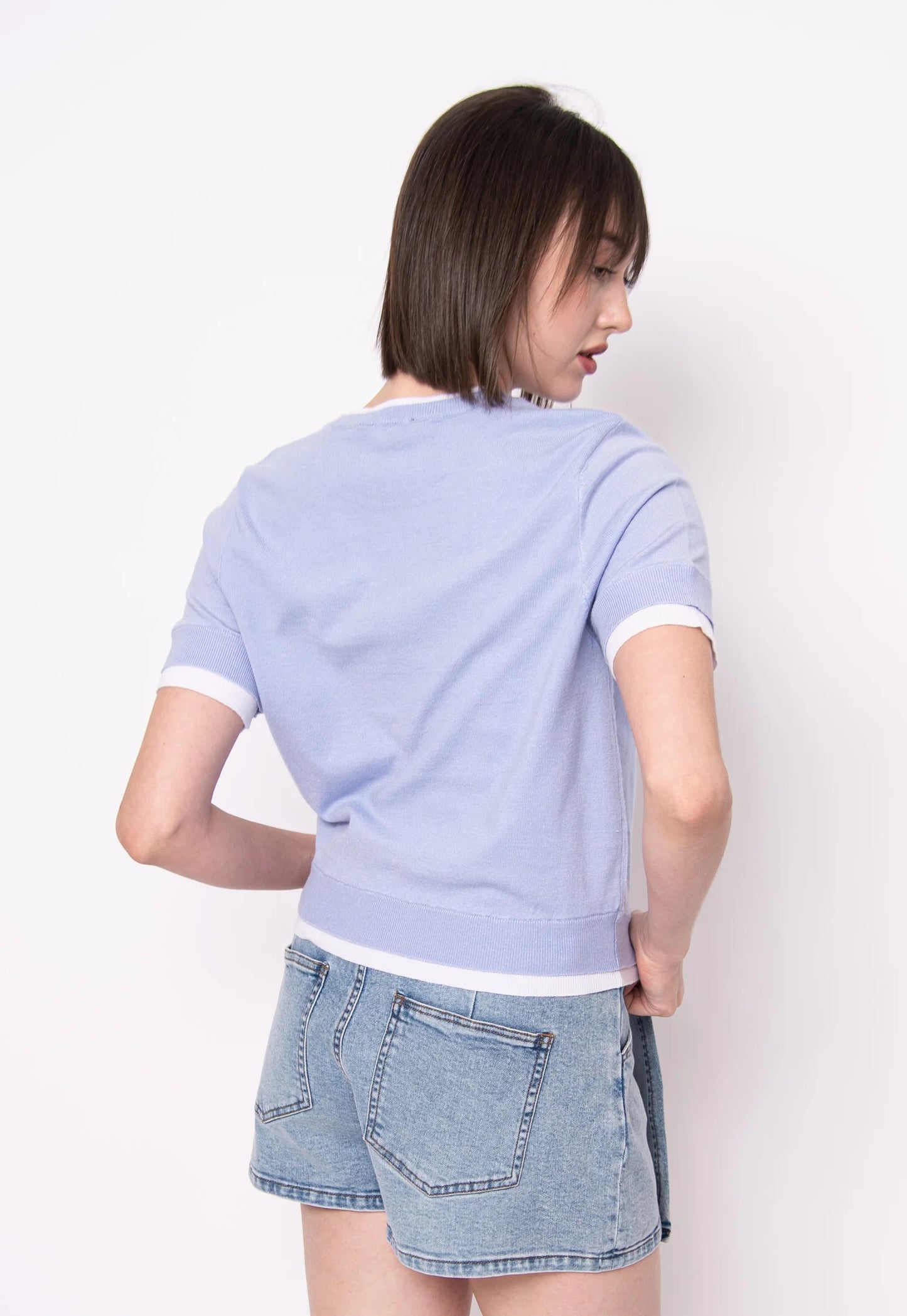 Jiya Short Sleeve Sweater-Blue