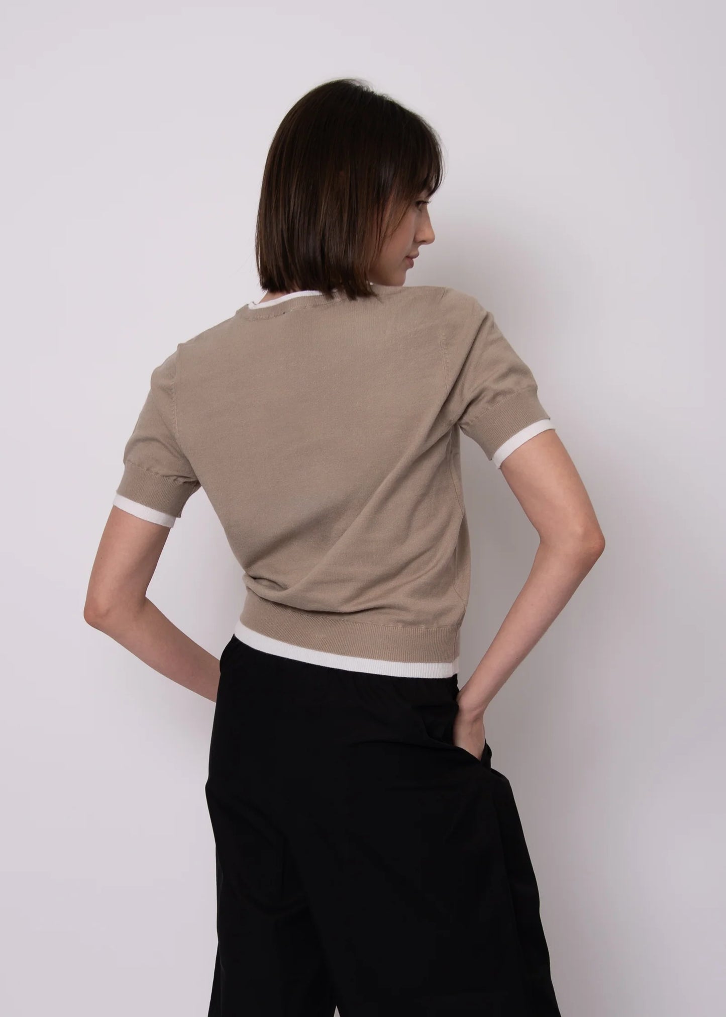 Jiya Short Sleeve Sweater-Taupe