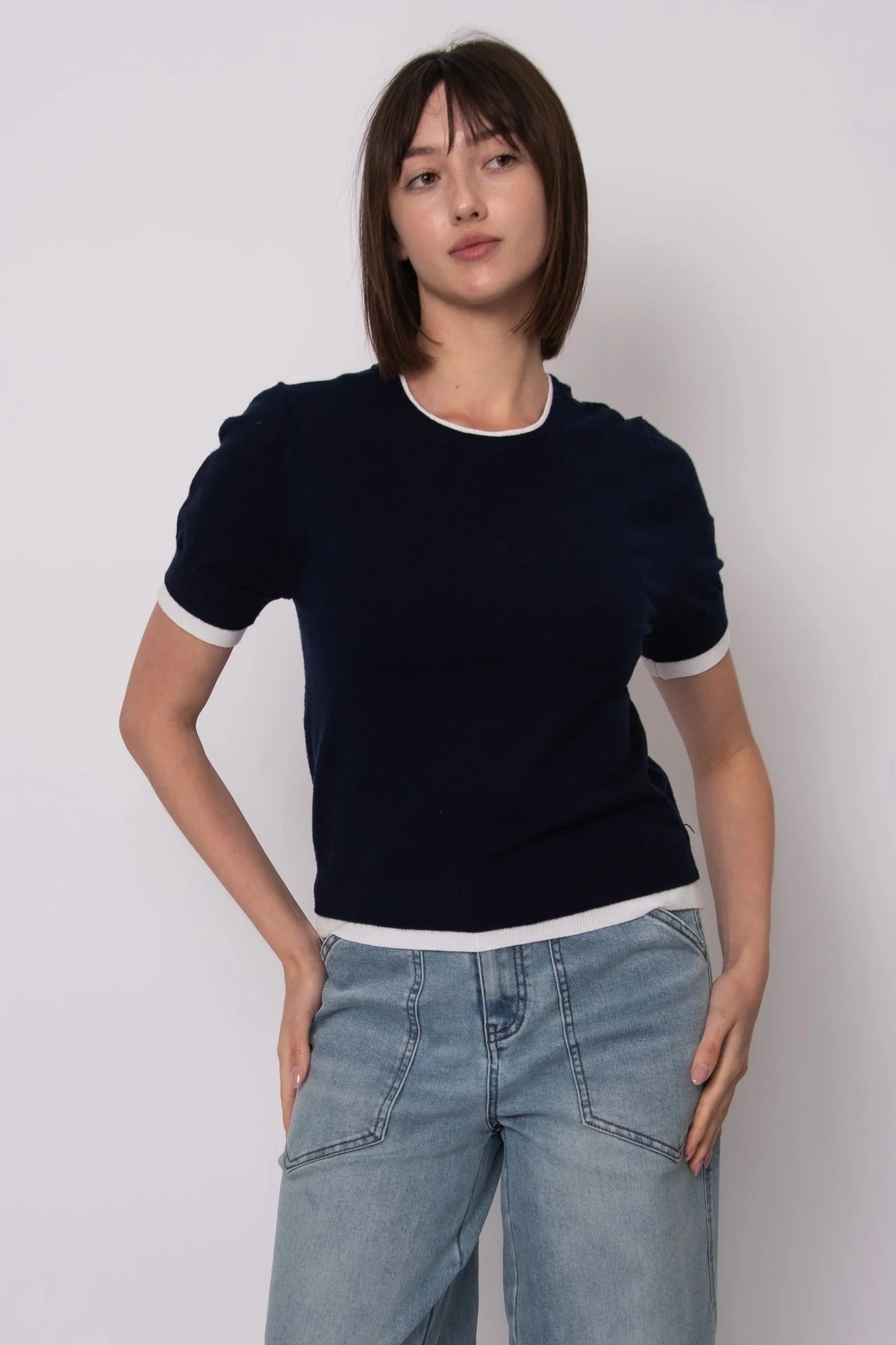 Jiya Short Sleeve Sweater-Black