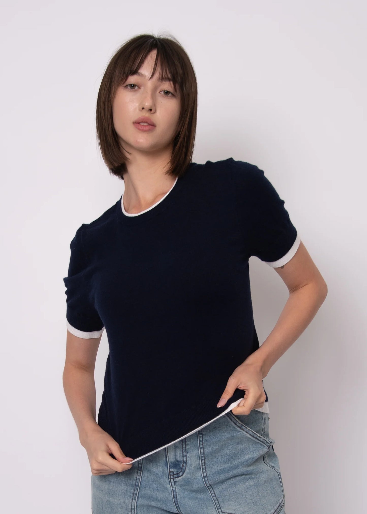 Jiya Short Sleeve Sweater-Black