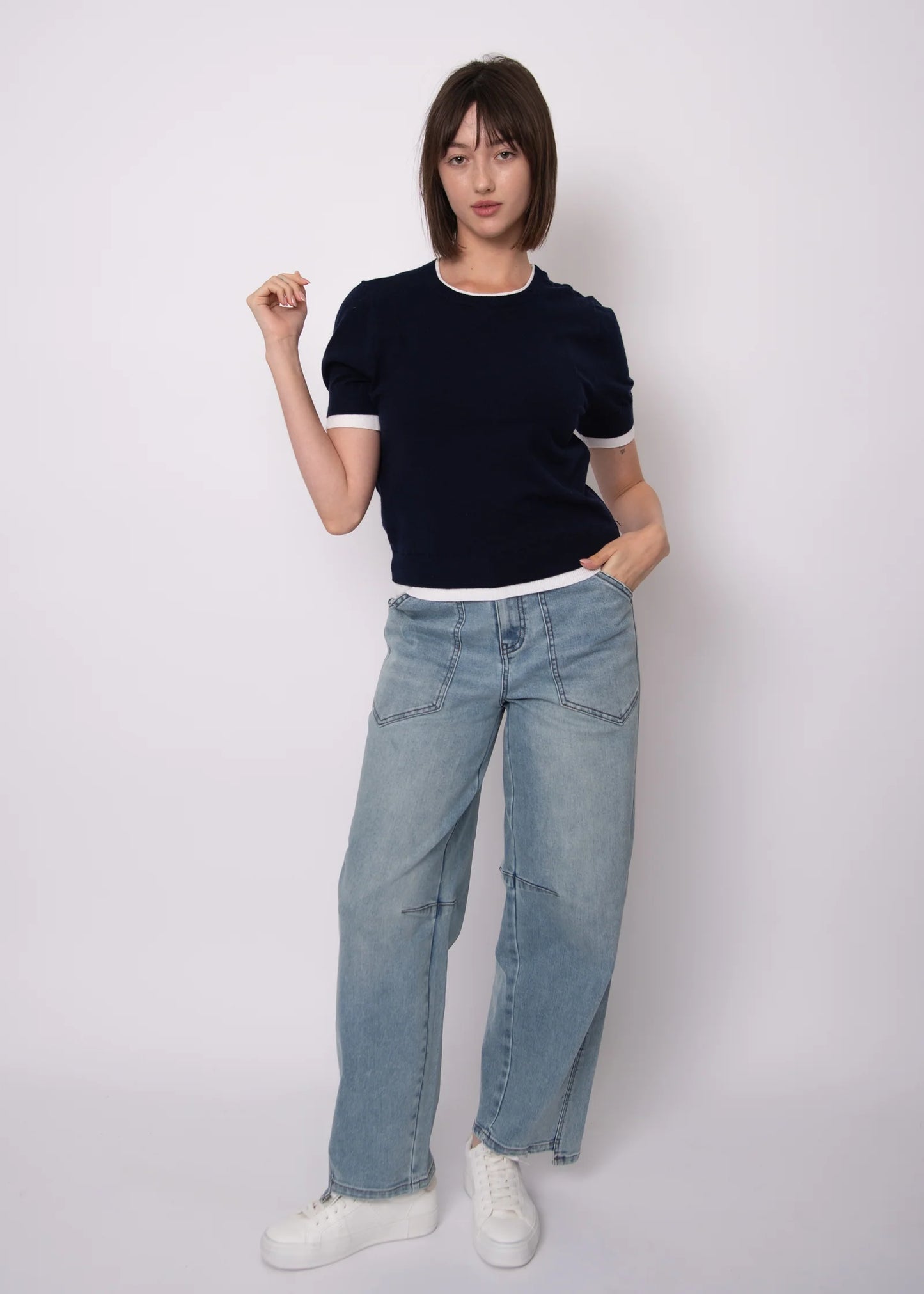 Jiya Short Sleeve Sweater-Black