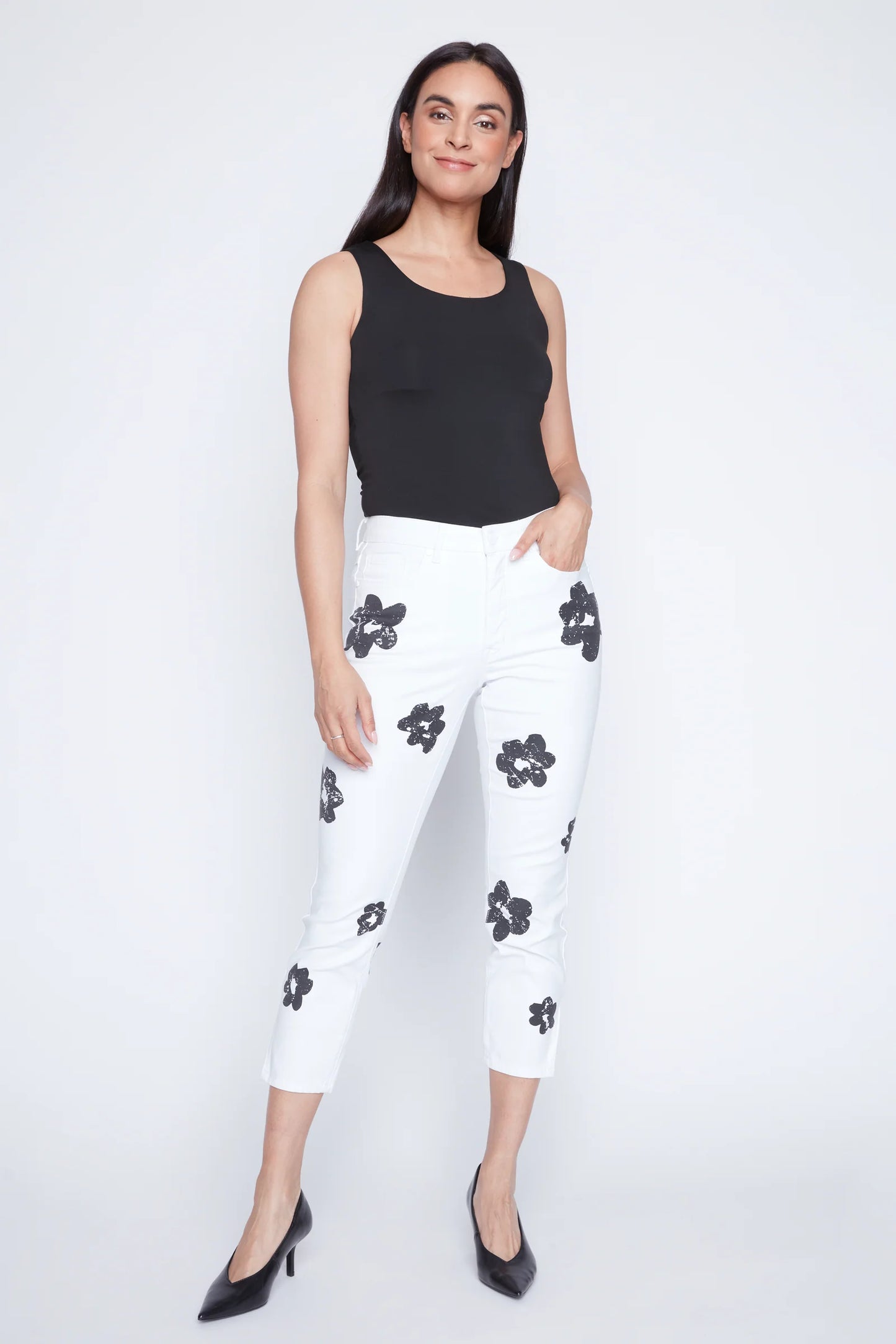 Audrey Printed Slim Crop Pant
