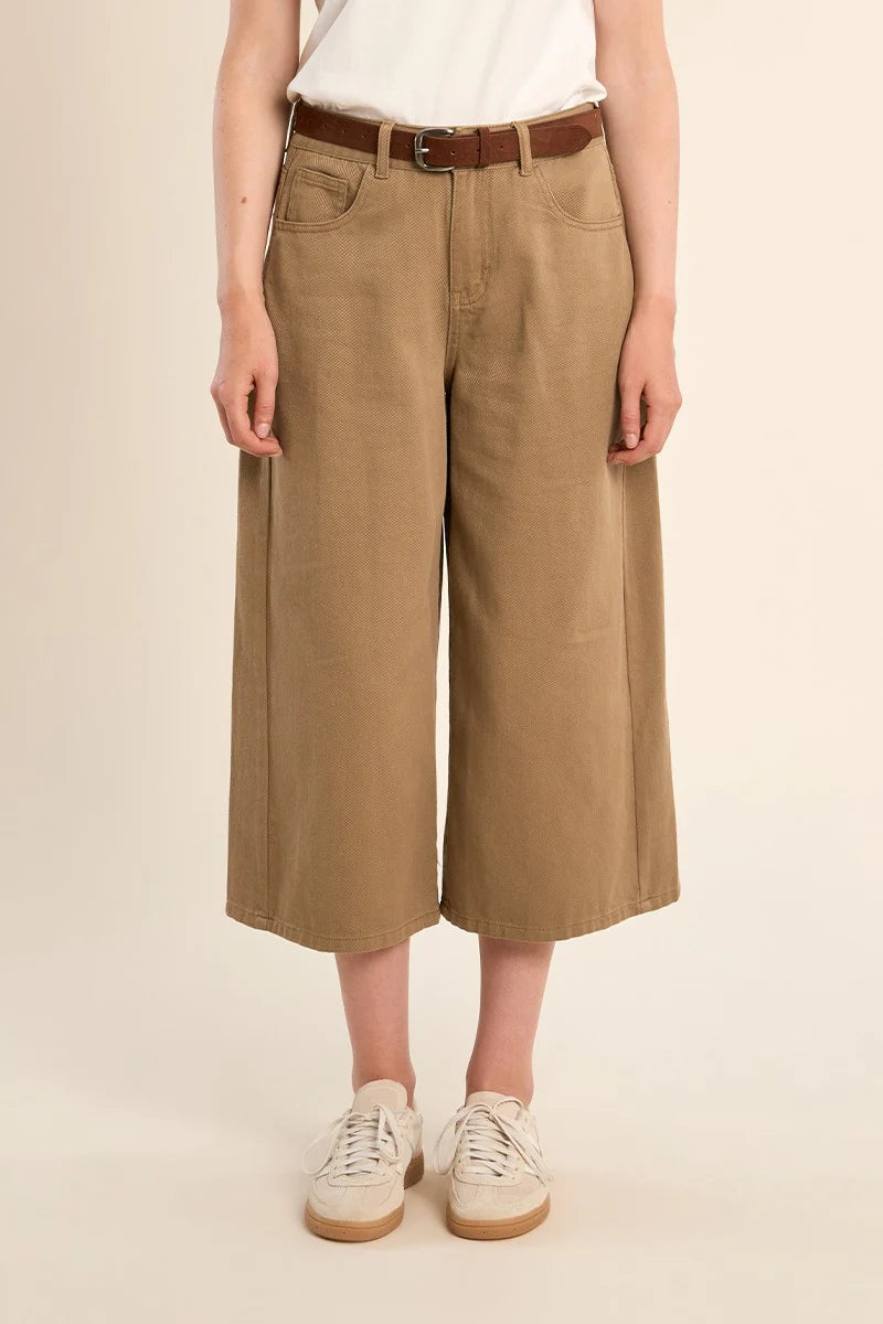 Denim cropped pants/oversized