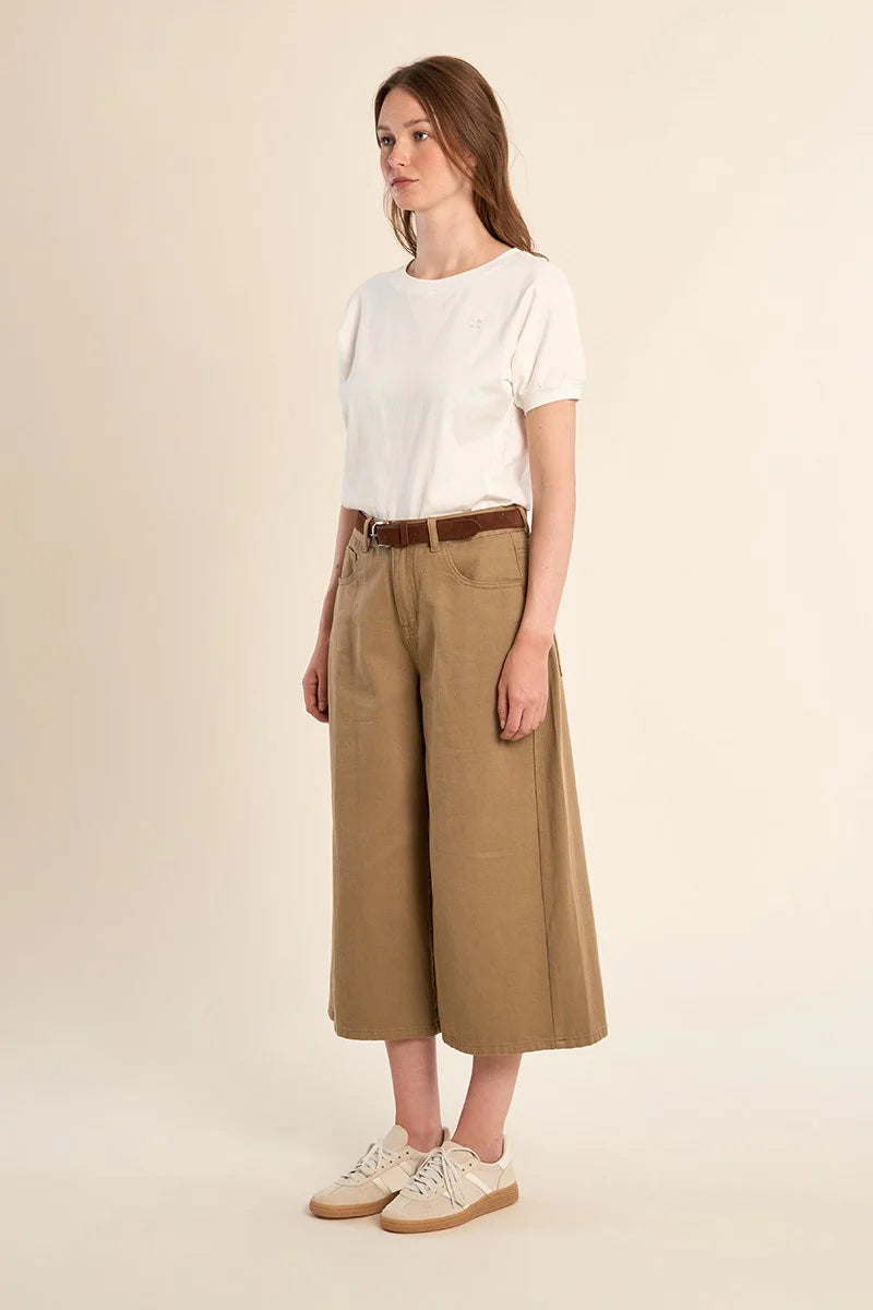 Denim cropped pants/oversized