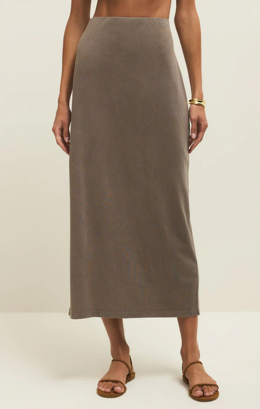 GAIL MIDI SKIRT-PERFECTLY TAUPE
