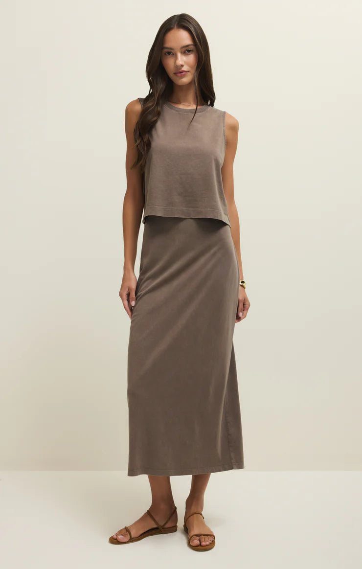 GAIL MIDI SKIRT-PERFECTLY TAUPE