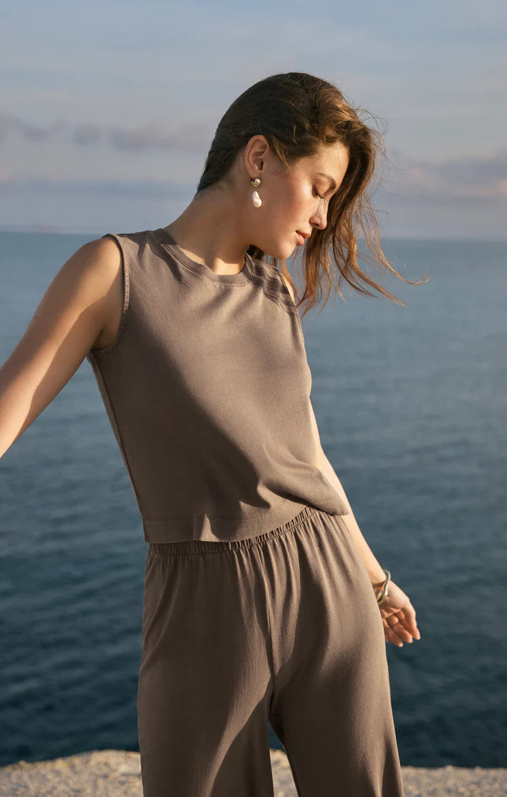 SLOANE JERSEY MUSCLE TANK-PERFECTLY TAUPE