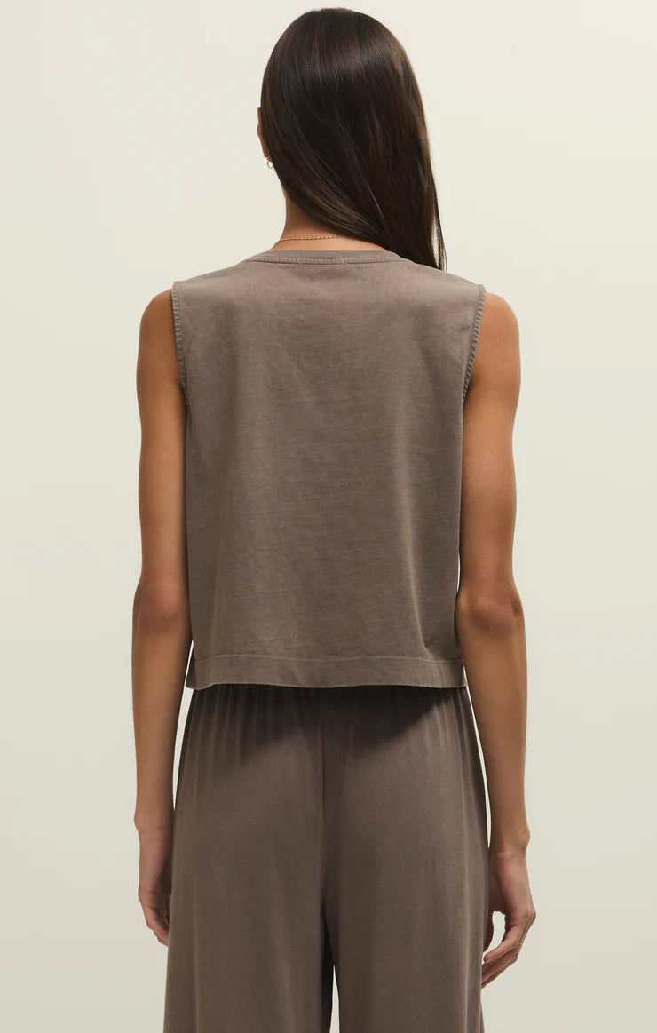SLOANE JERSEY MUSCLE TANK-PERFECTLY TAUPE