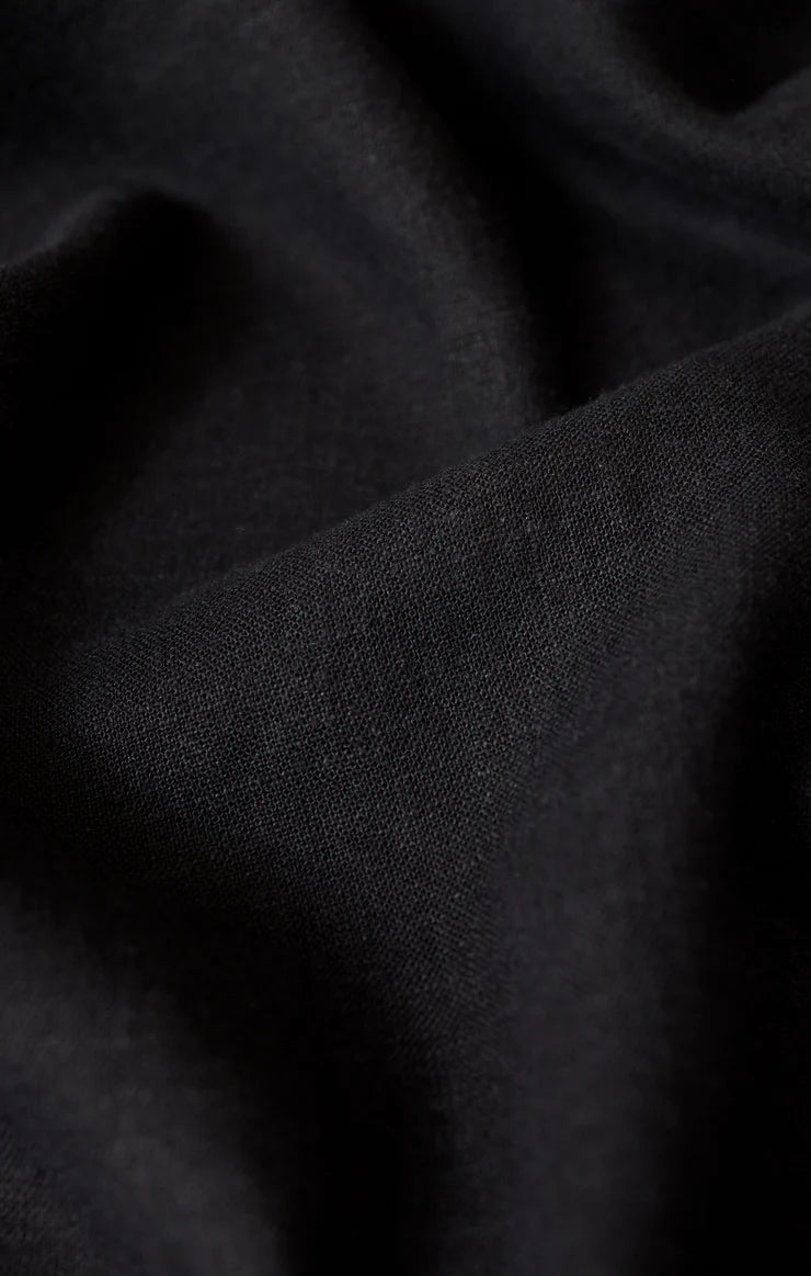 LA BELLE LINEN CROPPED TOP-BLACK