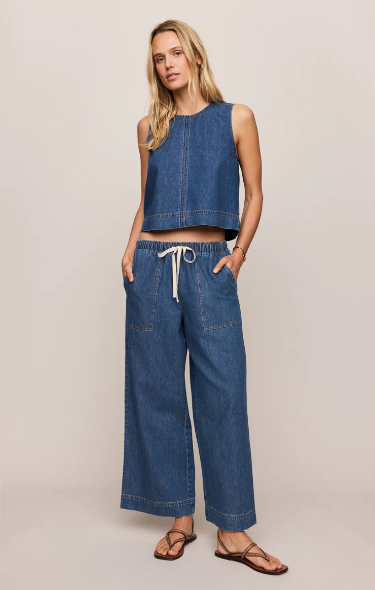 SUN SEEKER DENIM CROPPED TANK( final sale )