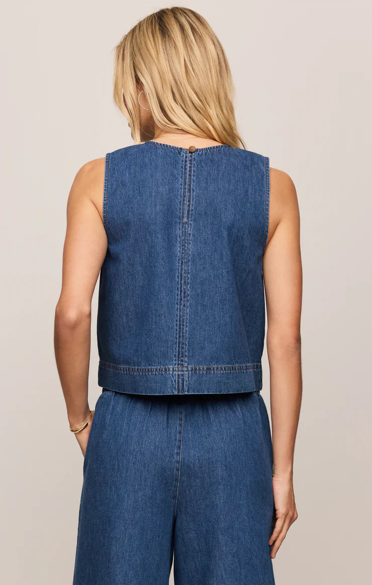 SUN SEEKER DENIM CROPPED TANK( final sale )